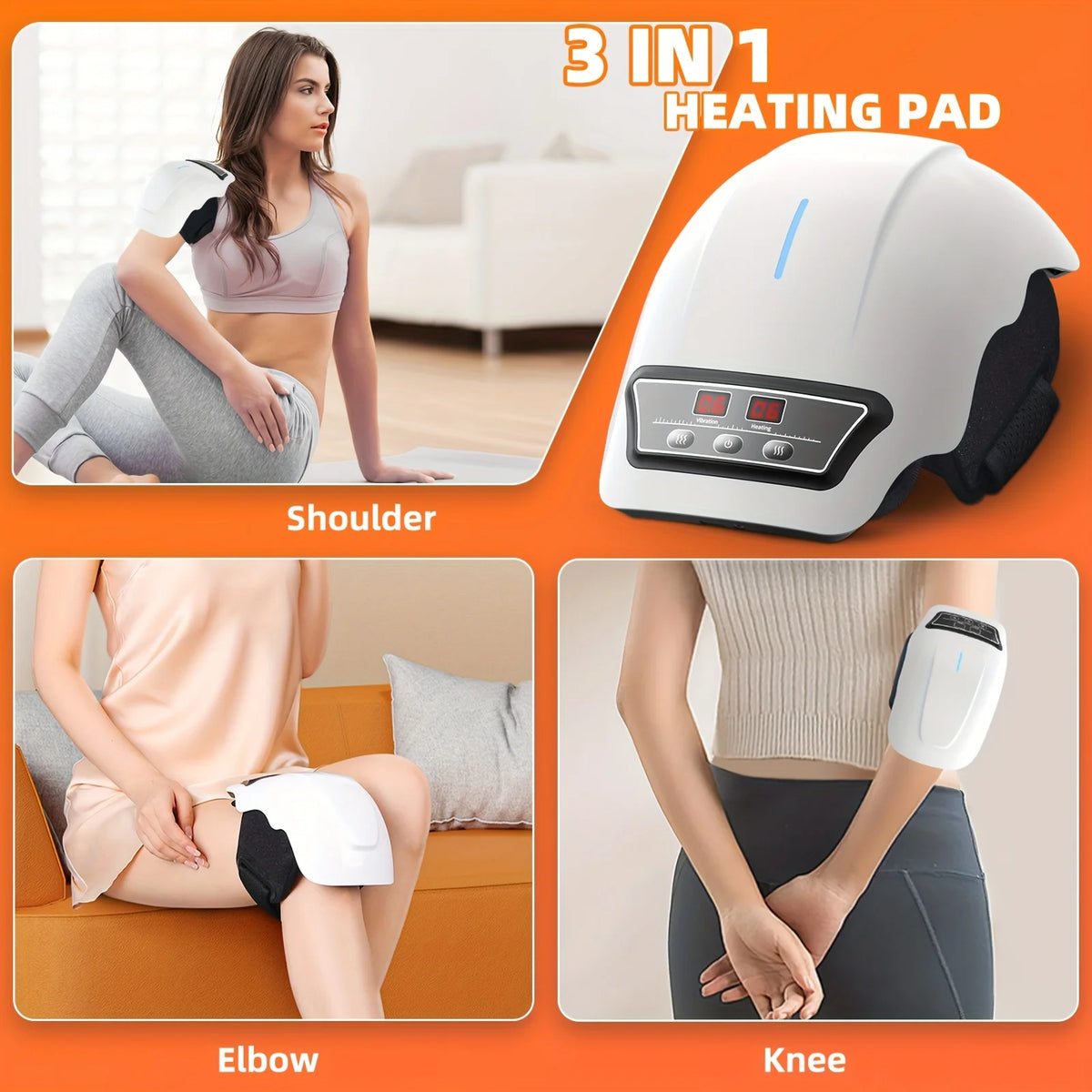 Ekmoey Cordless Heated Knee Massager With Adjustable Straps