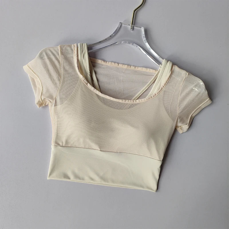 Women Quick Dry Seamless Yoga Top With Built In Support