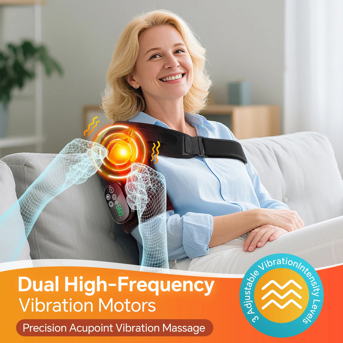 Hailicare Cordless Red Light Heating Vibration Shoulder Massager Pad