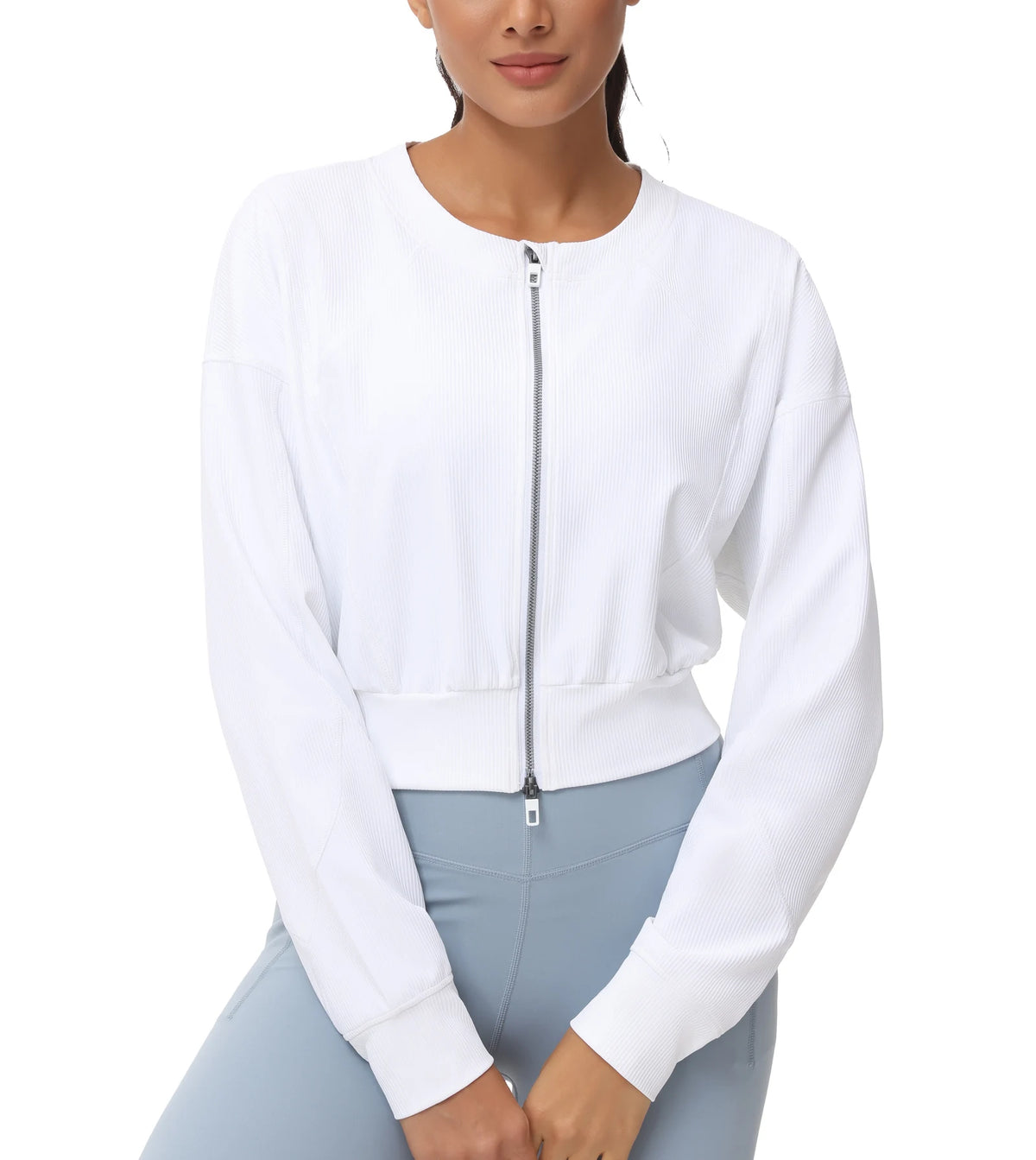 The Gym People Womens Lightweight Cropped Zip Jacket