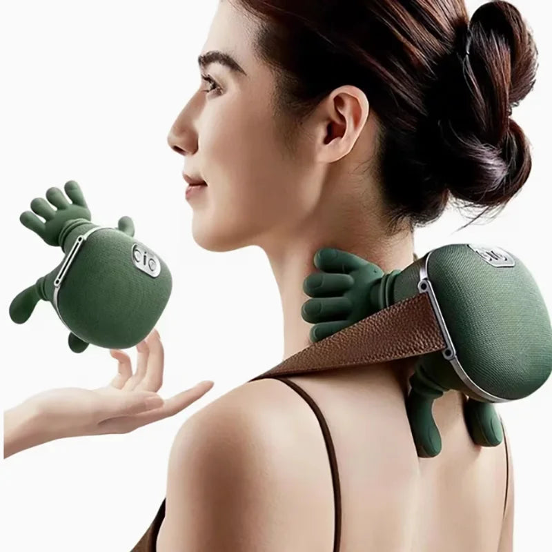 Wireless Heated Neck And Shoulder Massager With Finger Massage