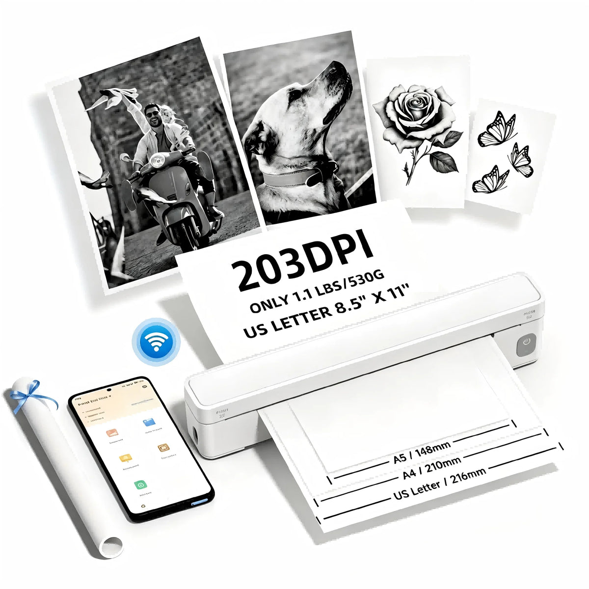 SWIFINT Wireless Inkless Thermal Printer for Travel and Home Office