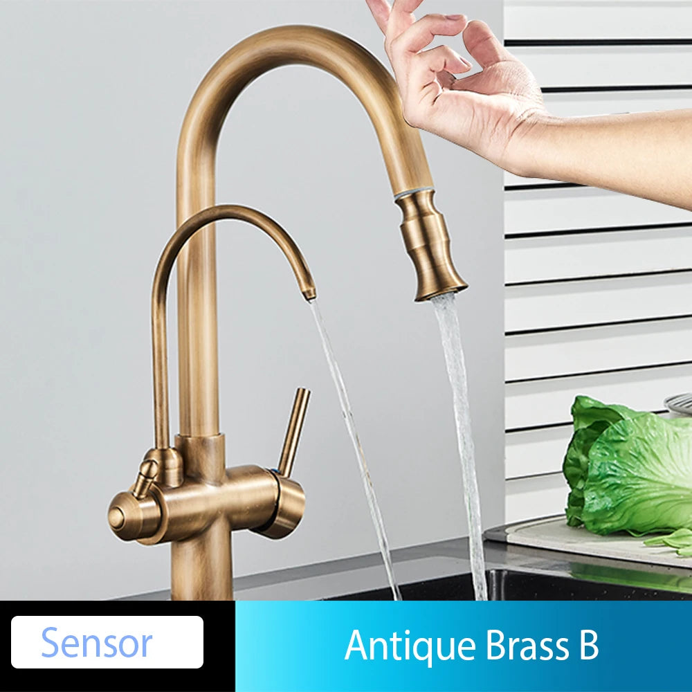 Onyzpily Touch Sensor Kitchen Faucet Pull Out Hot Cold Mixer