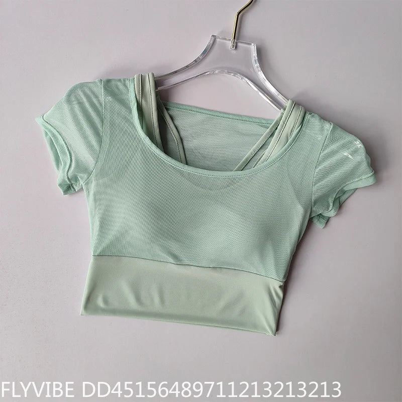Women Quick Dry Seamless Yoga Top With Built In Support