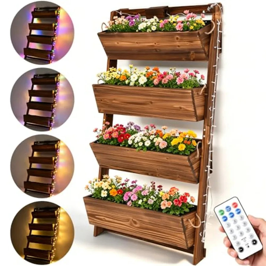 MDNG Outdoor Vertical Garden Planter With LED Lights And Drainage