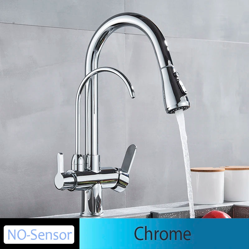 Onyzpily Touch Sensor Kitchen Faucet Pull Out Hot Cold Mixer