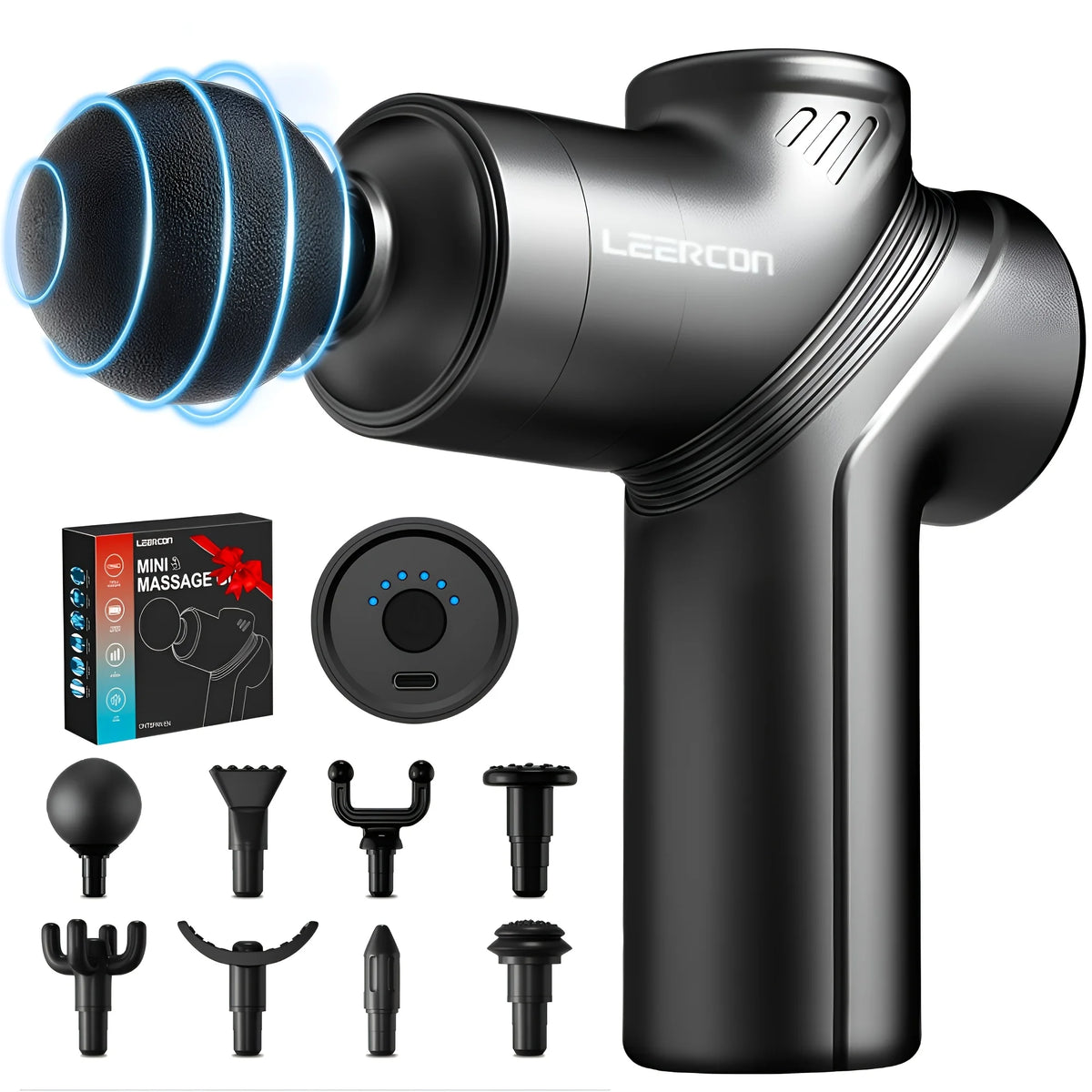 Leercon Massage Gun With Silent Brushless Motor And Four Heads