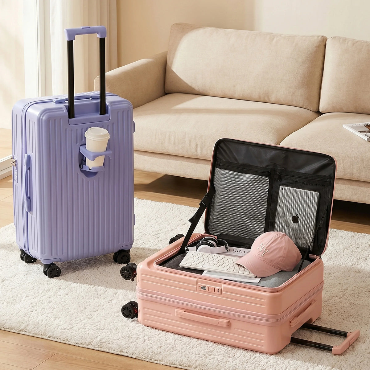 Dk Multifunctional Expandable Spinner Luggage With Brake Wheels And Usb