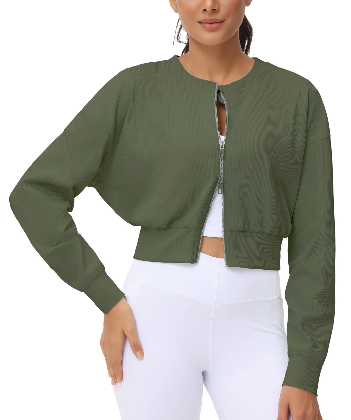 The Gym People Womens Lightweight Cropped Zip Jacket