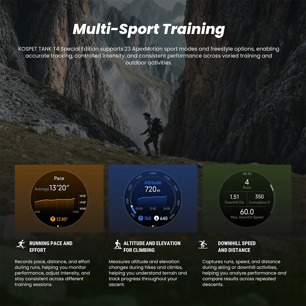 Kospet Tank T4 Male Military GPS Smartwatch With Offline Maps