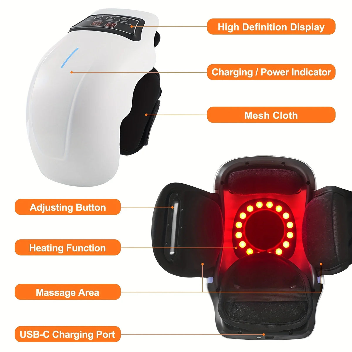 Ekmoey Cordless Heated Knee Massager With Adjustable Straps