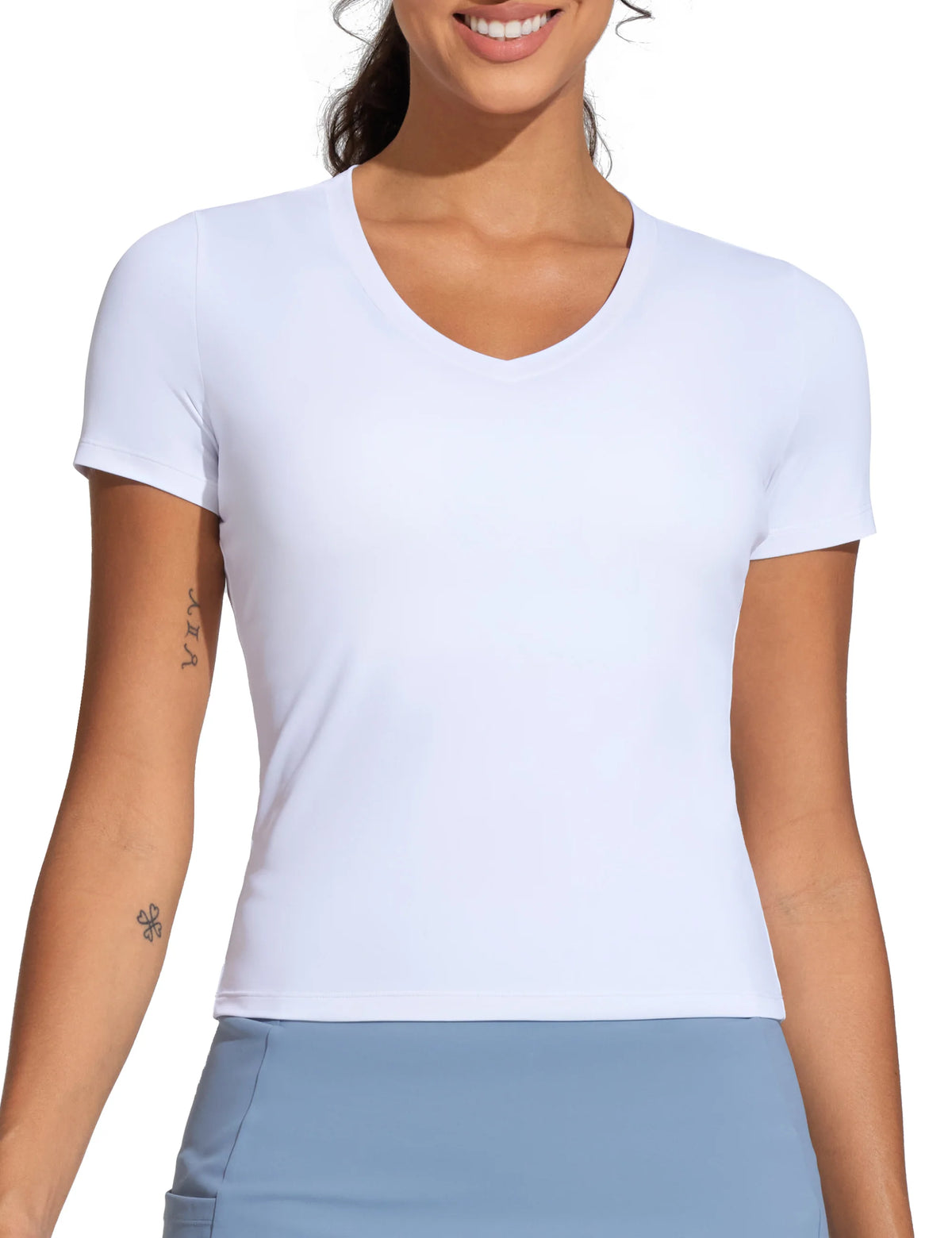 The Gym People Women's V-Neck Crop Slim Fit Yoga Tee