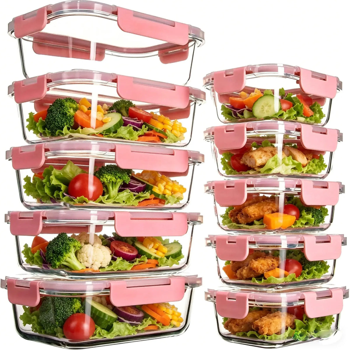 Glass Meal Prep Containers With Airtight Lids For Food Storage