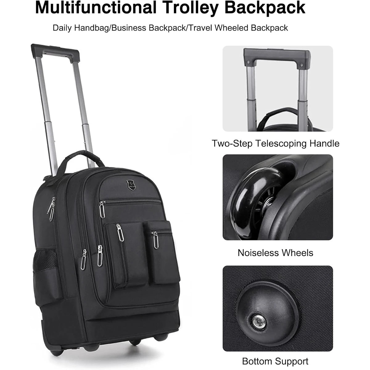 Wheeled Laptop Backpack With Large Capacity Travel Rolling Bag