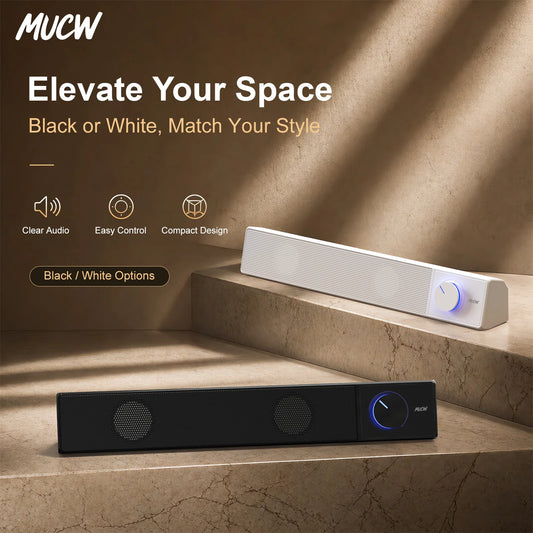 MUCW Wired USB Stereo Soundbar Speaker for PC and Laptop