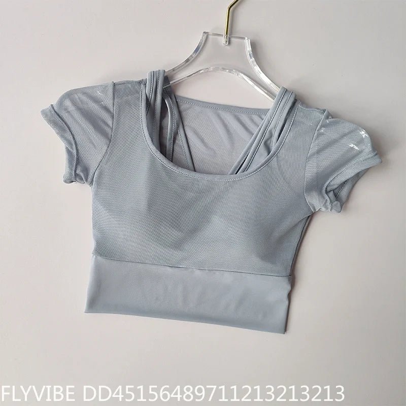 Women Quick Dry Seamless Yoga Top With Built In Support