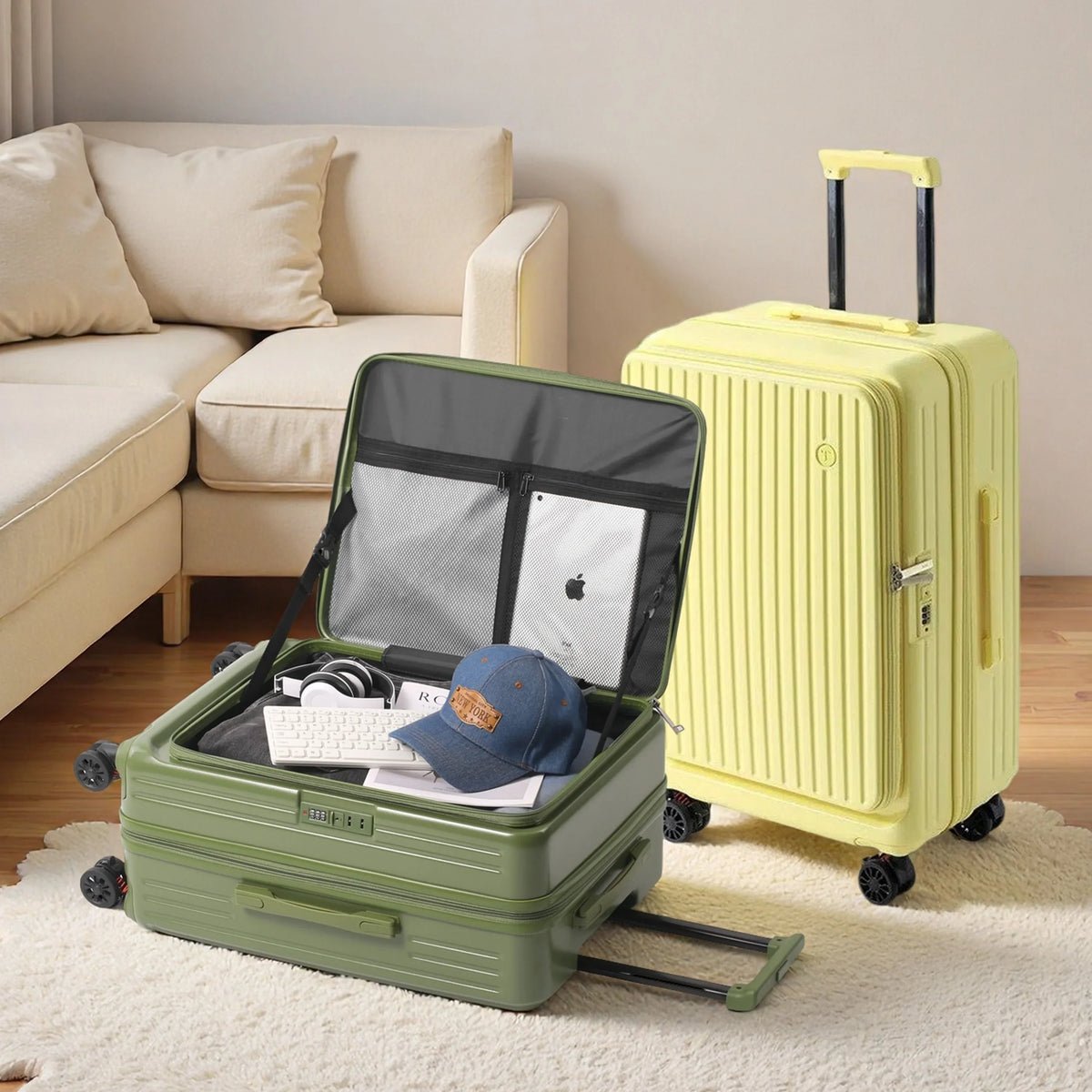 Dk Multifunctional Expandable Spinner Luggage With Brake Wheels And Usb