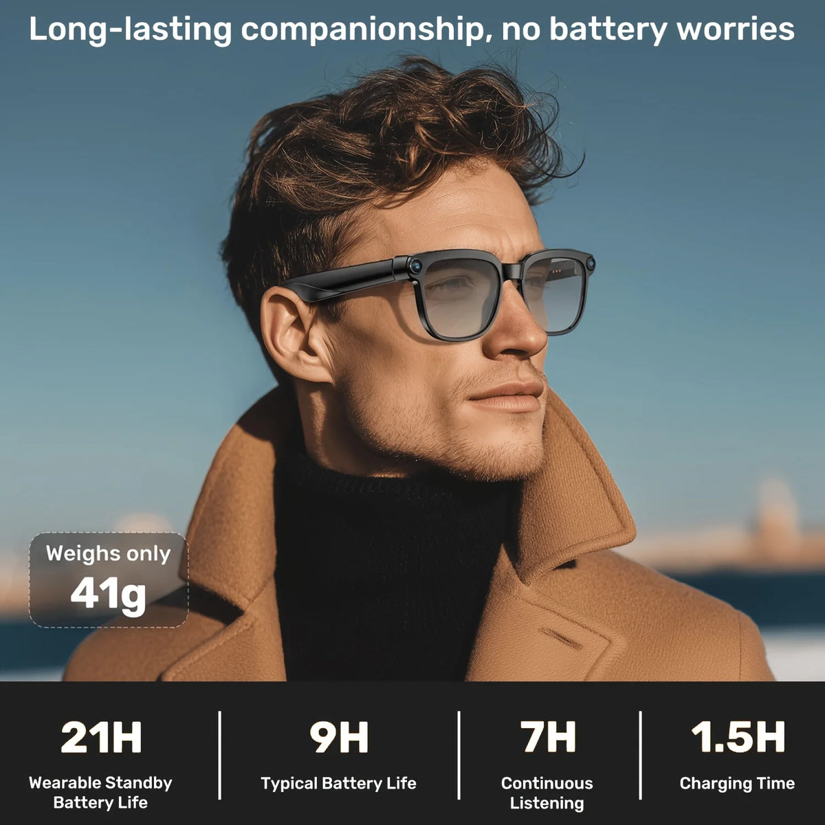 Smart Camera Glasses With HD Video, AI Translation And Bluetooth Audio