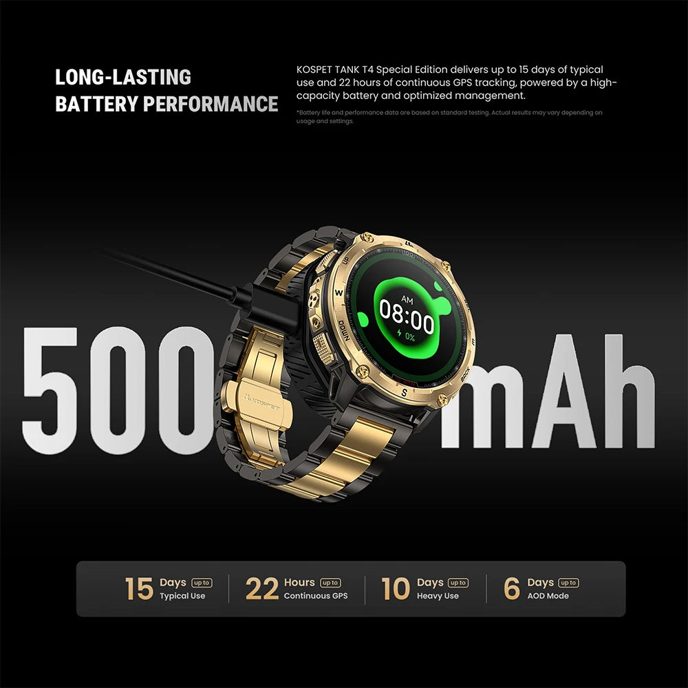 Kospet Tank T4 Male Military GPS Smartwatch With Offline Maps