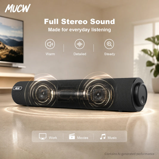 MUCW Wired Stereo Computer Soundbar With USB And AUX Input