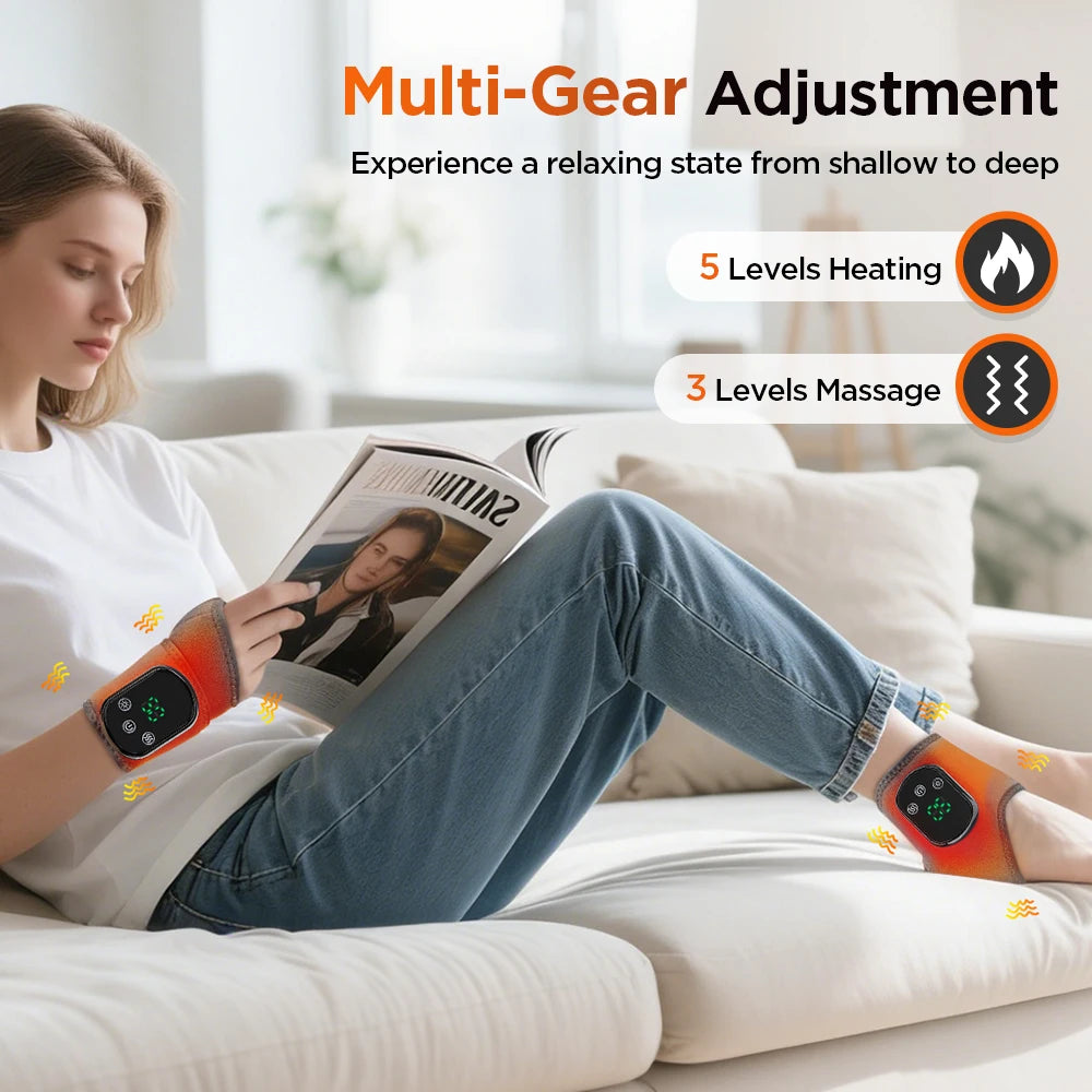 Hailicare Rechargeable Heated Ankle Brace With Vibration Foot Massage