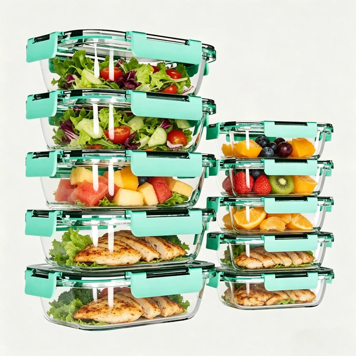 Glass Meal Prep Containers With Airtight Lids For Food Storage