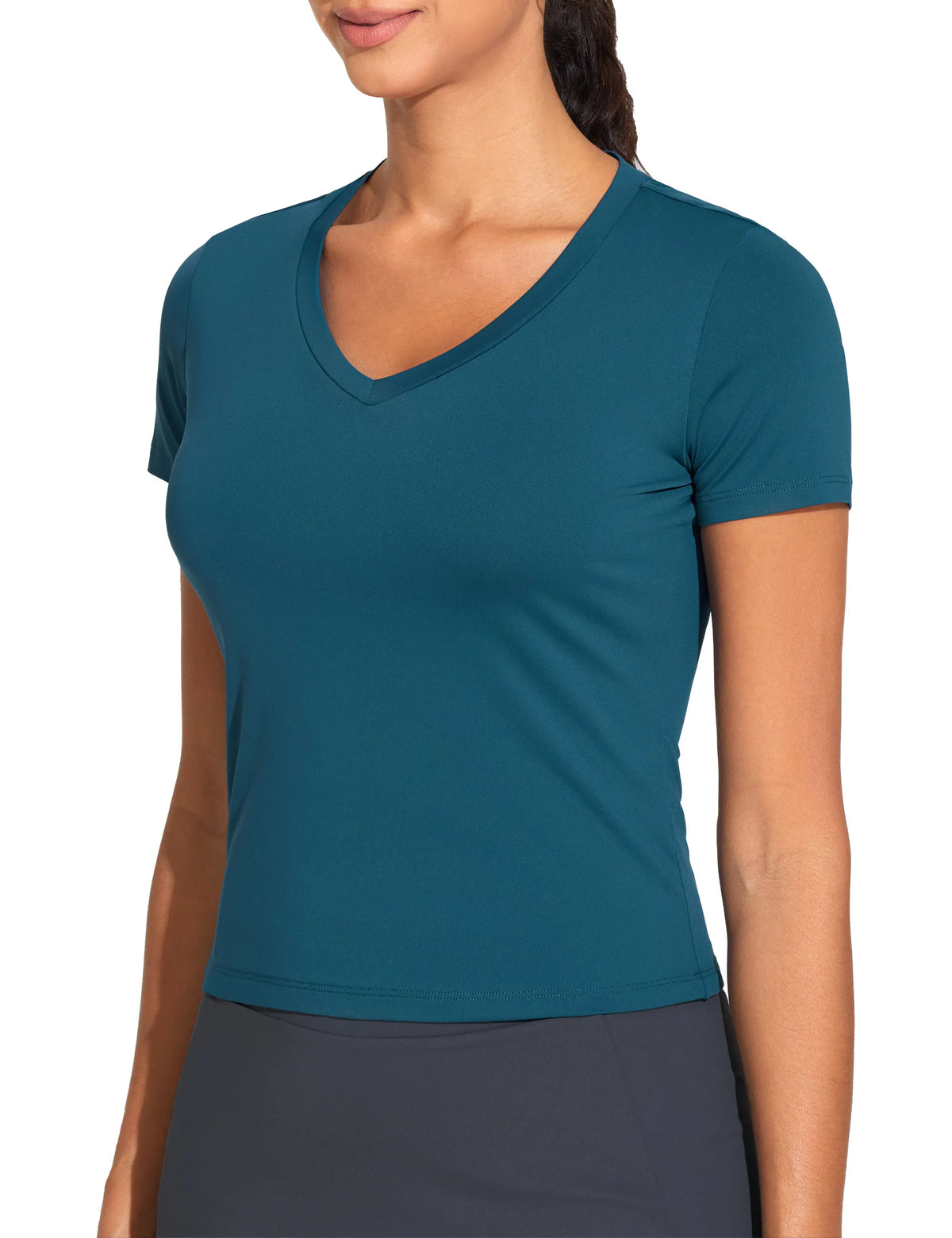 The Gym People Women's V-Neck Crop Slim Fit Yoga Tee