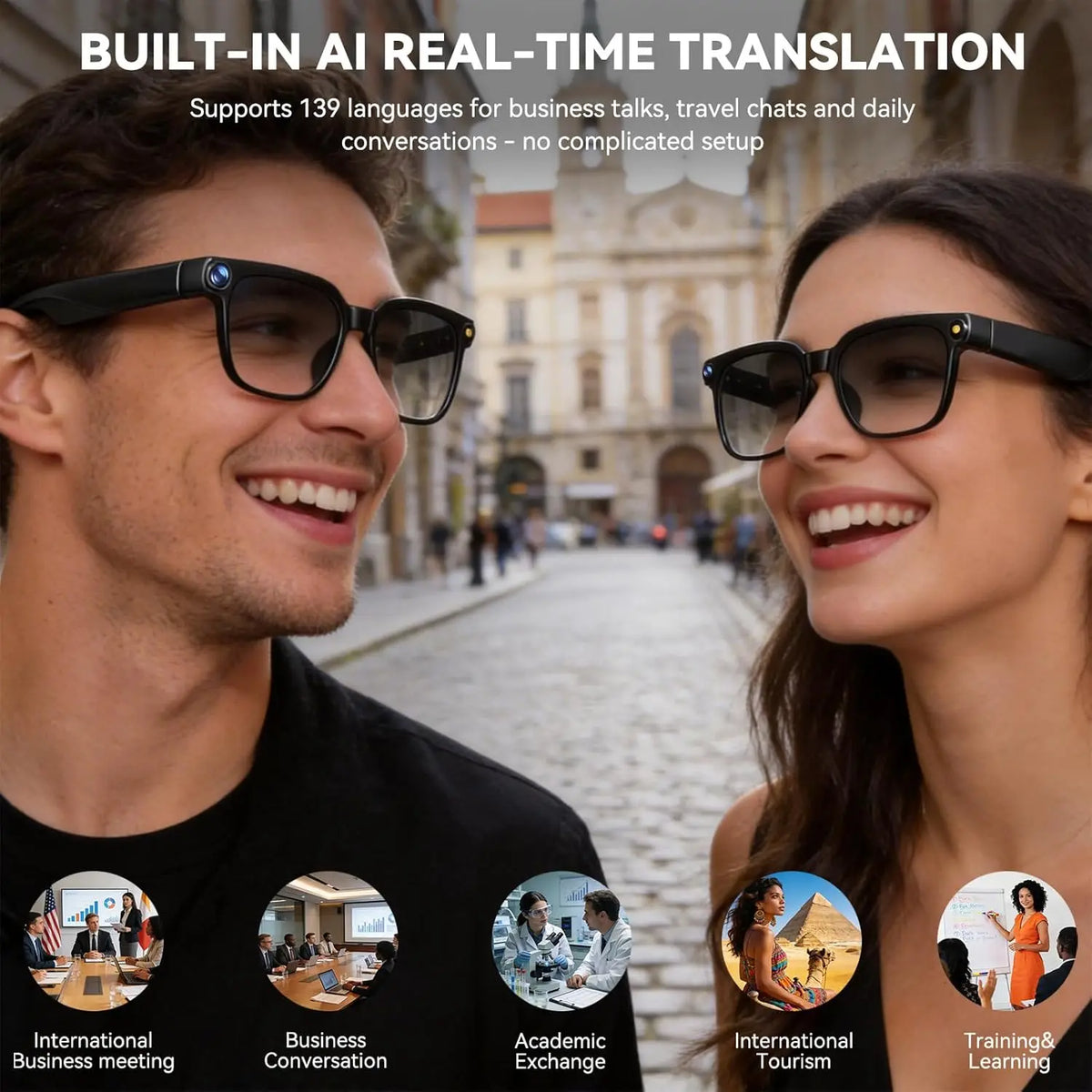 Bluetooth AI Smart Glasses With 8MP Camera And Live Translation