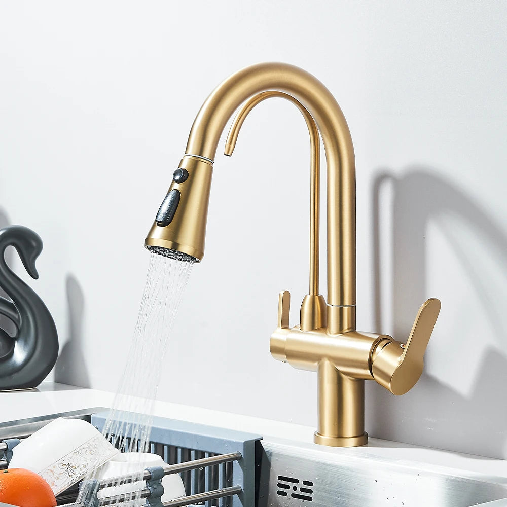 Onyzpily Touch Sensor Kitchen Faucet Pull Out Hot Cold Mixer