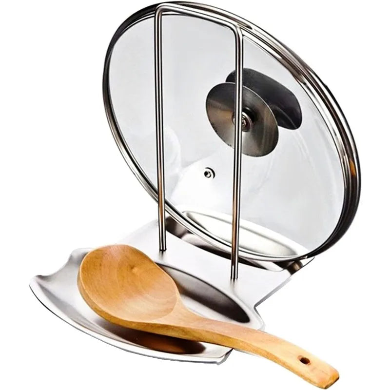 Stainless Steel Pan Lid Holder And Spoon Rest Kitchen Organizer