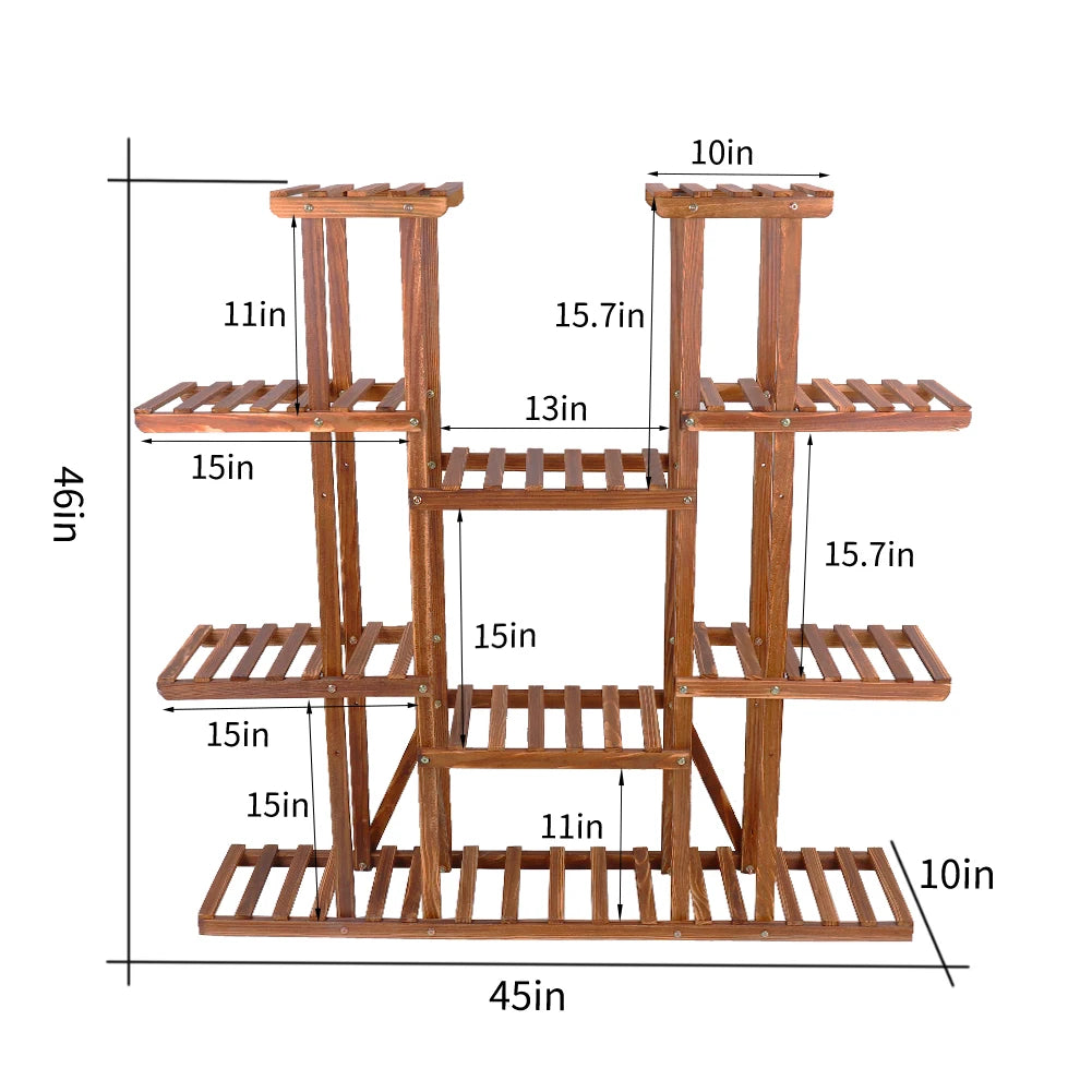 Wood Plant Stand Display Shelf for Indoor Outdoor Gardens