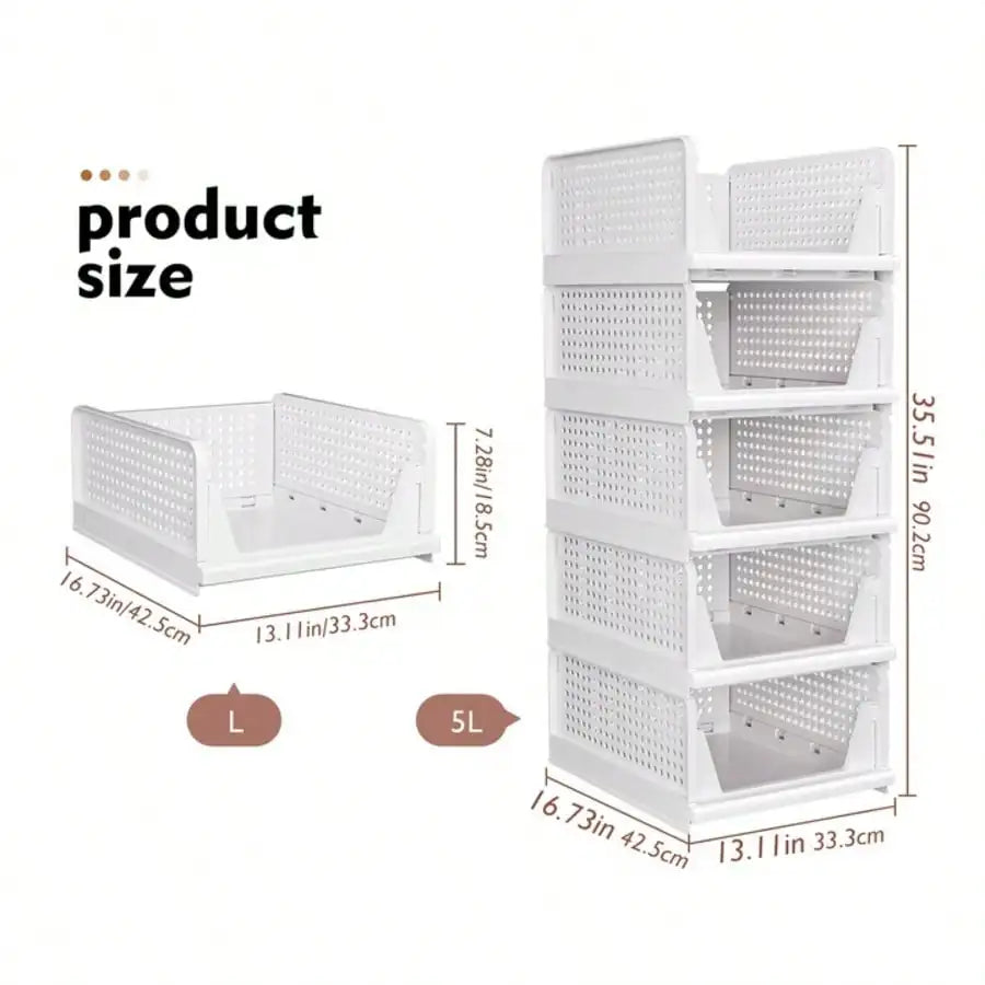 Stackable Foldable Closet Storage Baskets With Sliding Drawer Design