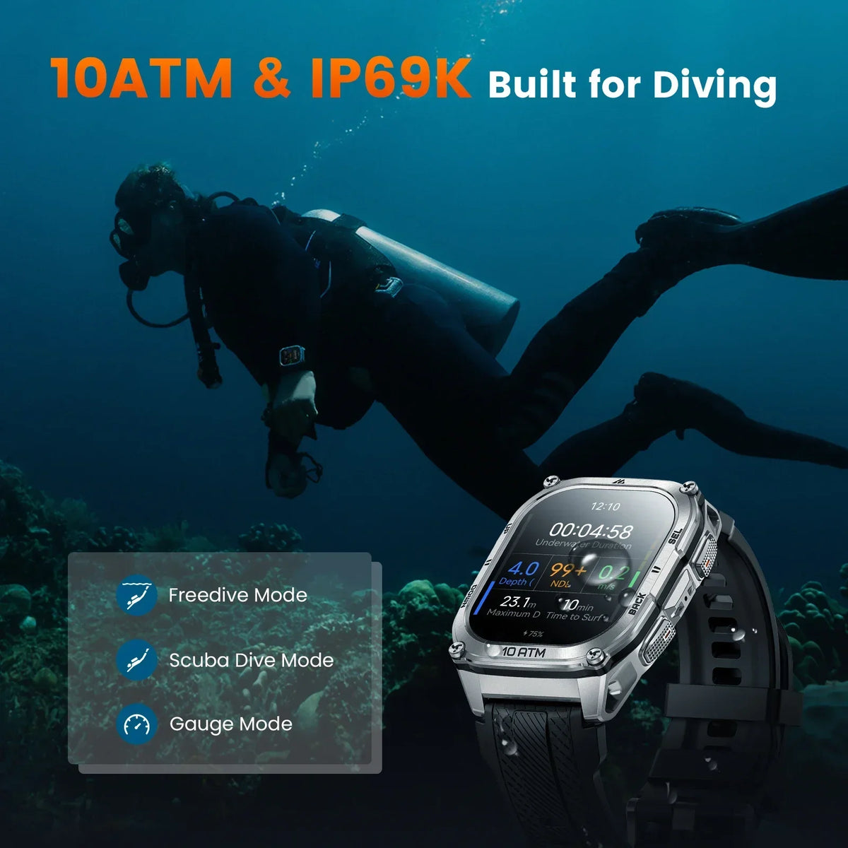 KOSPET Tank M4 Smart Watch GPS Stainless Steel Dive Edition