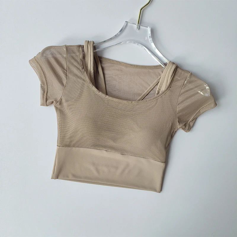 Women Quick Dry Seamless Yoga Top With Built In Support