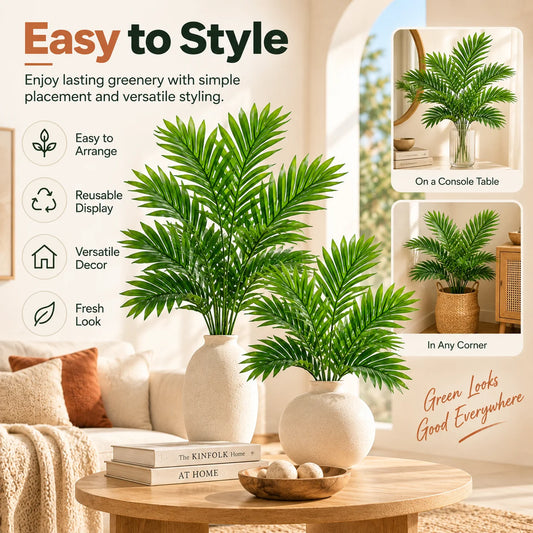 ZNLYRION Artificial Palm Fronds UV Resistant Faux Tropical Plant Decor