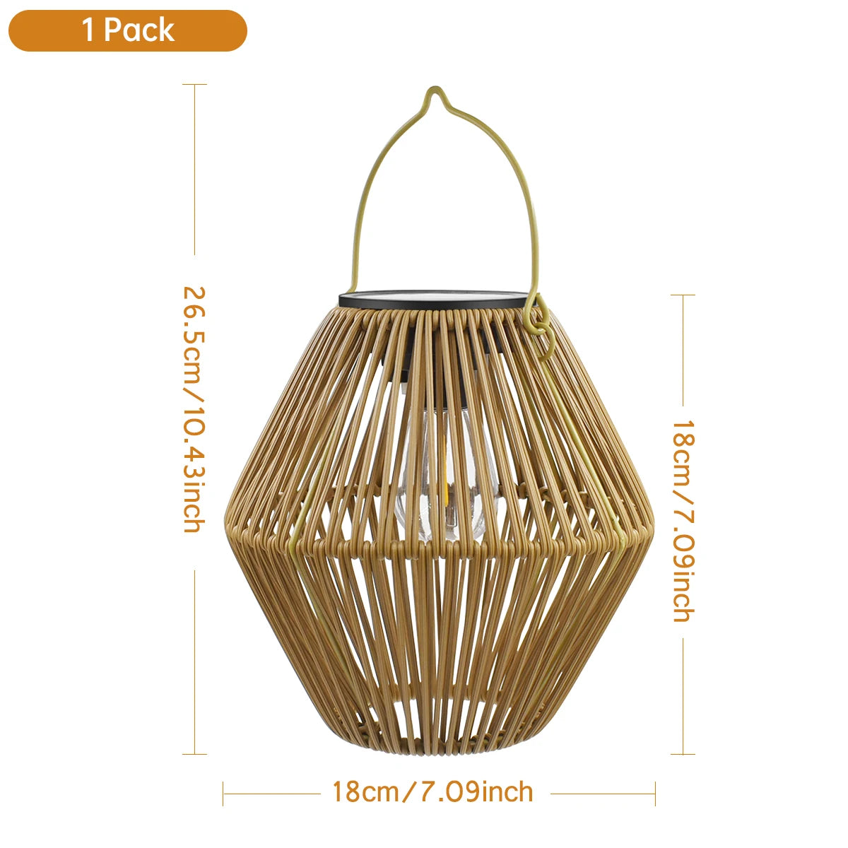 AMARYLLIS Solar Bamboo Lantern Waterproof Hanging LED Garden Light