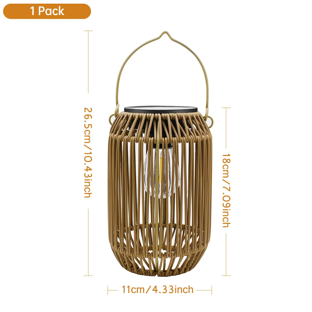 AMARYLLIS Solar Bamboo Lantern Waterproof Hanging LED Garden Light