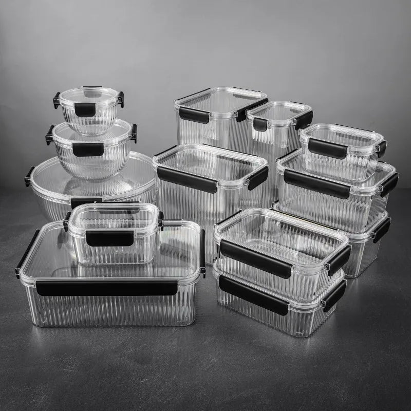 Clear Ribbed Pantry Storage Container For Organized Kitchen Shelves