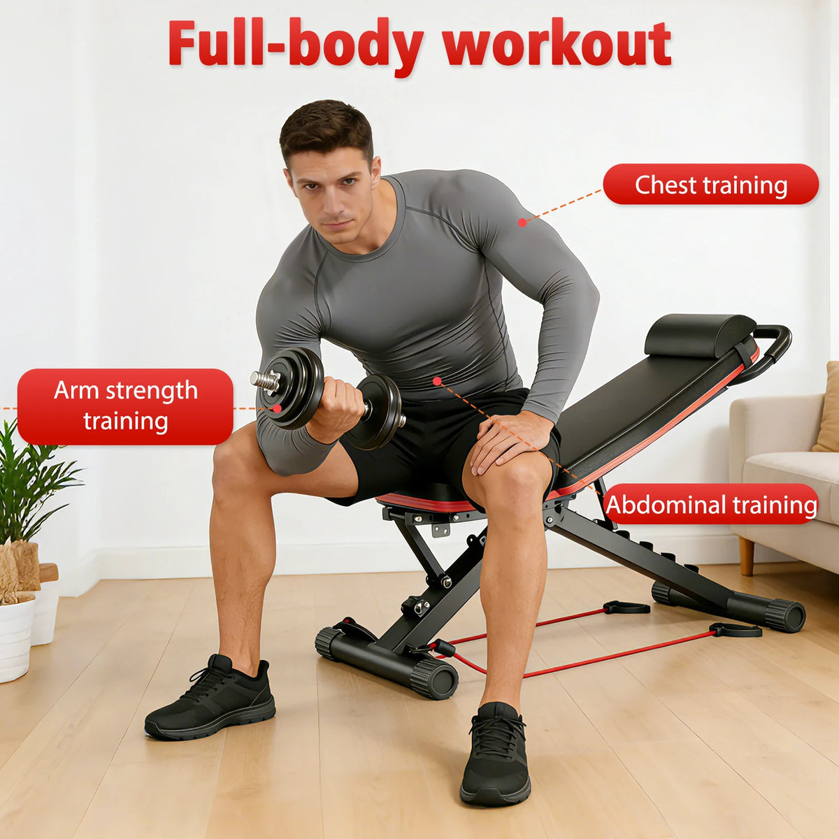 Multifunctional Foldable Dumbbell Bench With Multiple Level Adjustments
