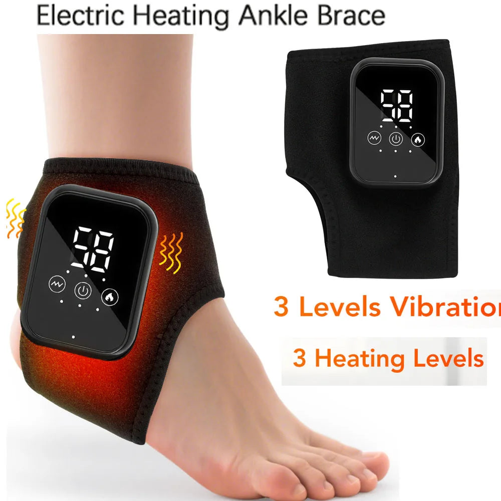 Hailicare Rechargeable Heated Ankle Brace With Vibration Foot Massage