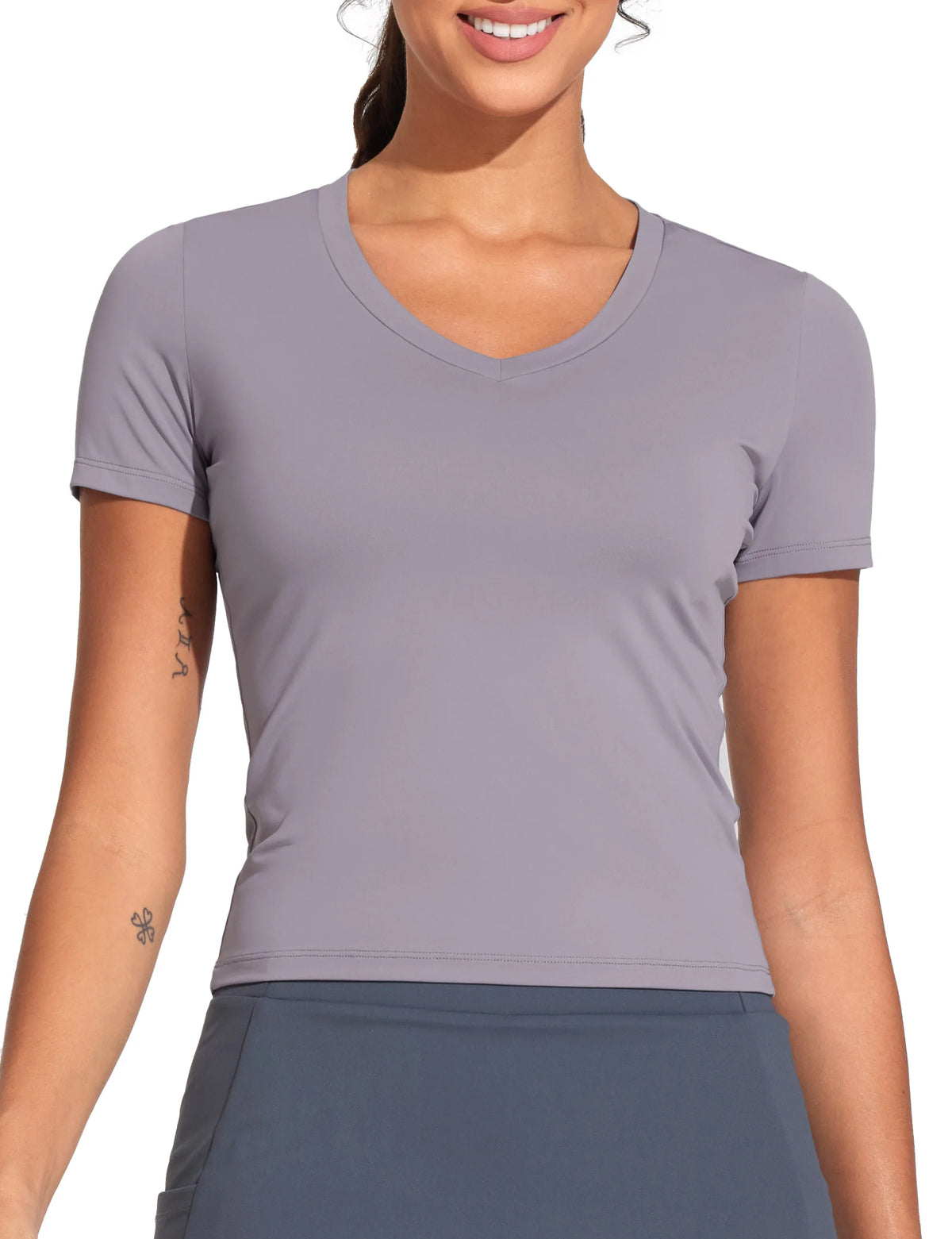 The Gym People Women's V-Neck Crop Slim Fit Yoga Tee