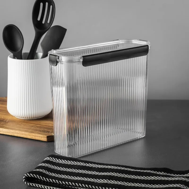 Clear Ribbed Pantry Storage Container For Organized Kitchen Shelves