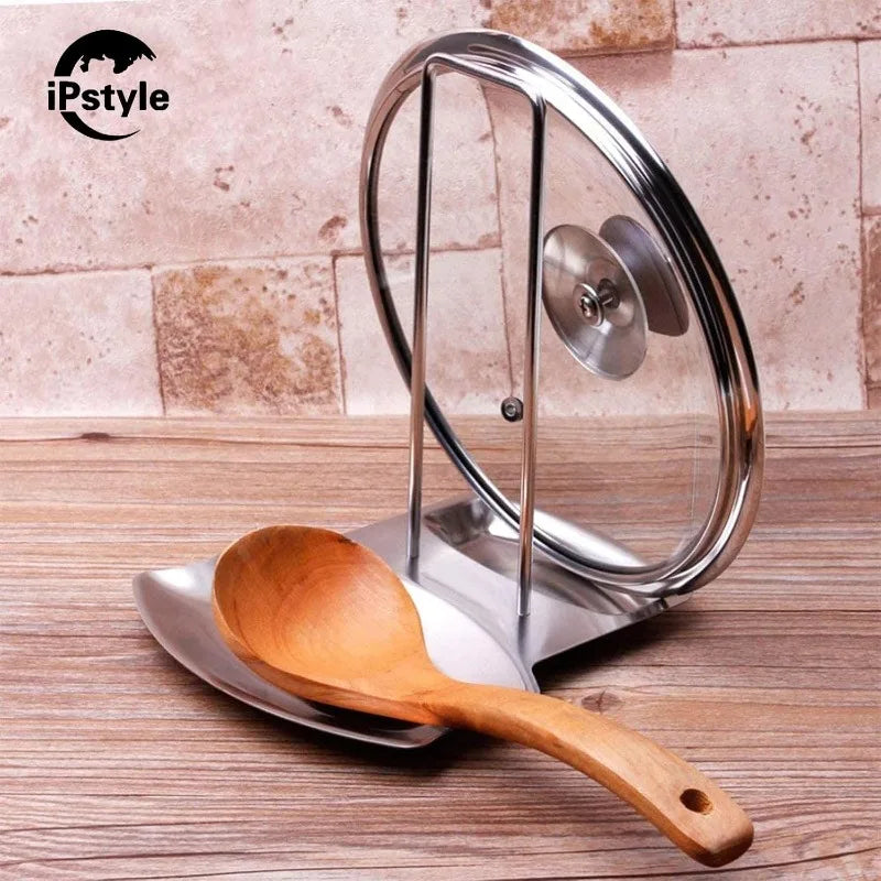 Stainless Steel Pan Lid Holder And Spoon Rest Kitchen Organizer