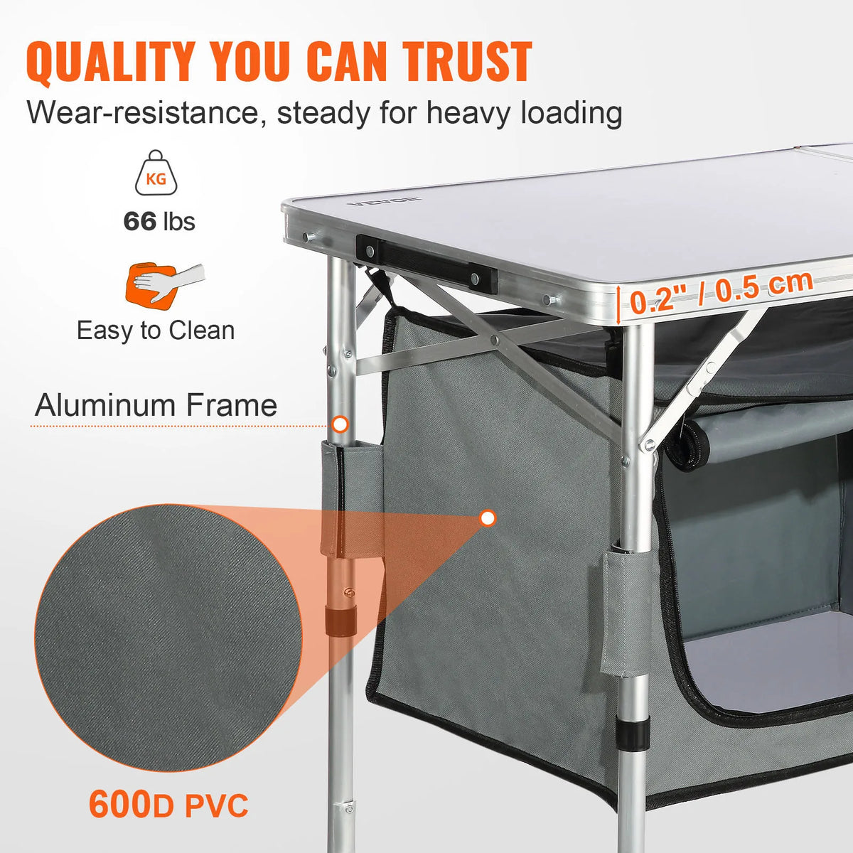 Vevor Mdf Folding Camping Kitchen Table For Outdoor Picnic Grill