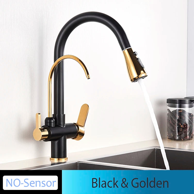 Onyzpily Touch Sensor Kitchen Faucet Pull Out Hot Cold Mixer