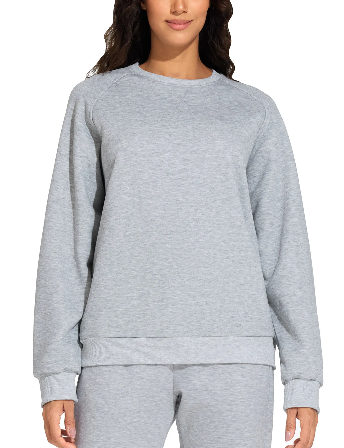 The Gym People Women Long Sleeve Fleece Crewneck Sweatshirt
