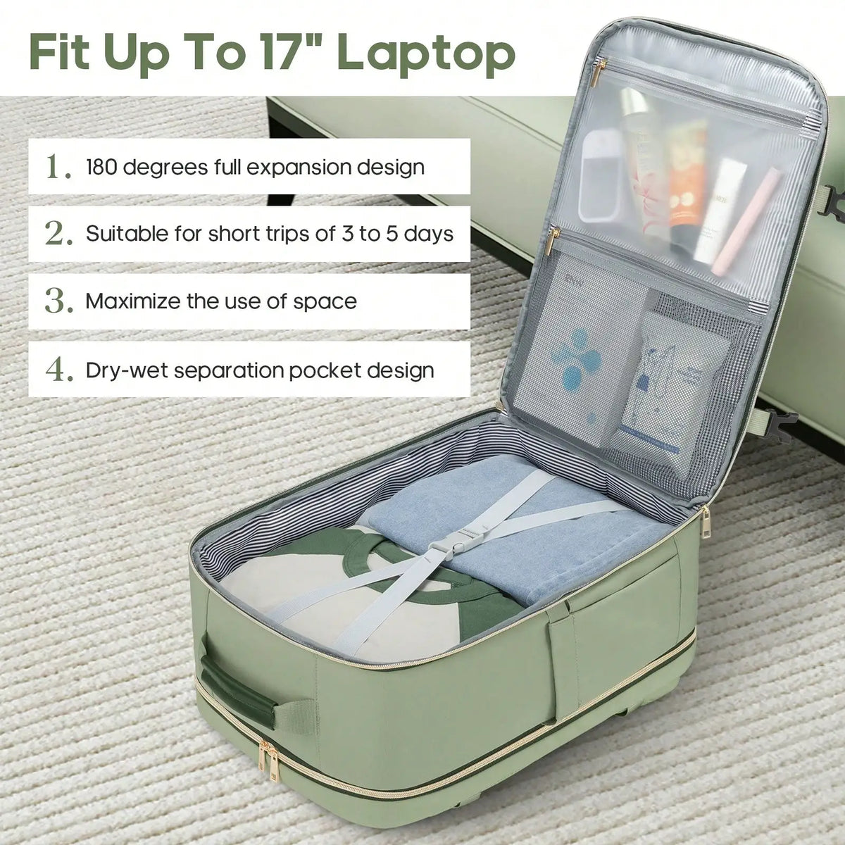 Waterproof Travel Backpack With Packing Cubes For Airplane Carry On