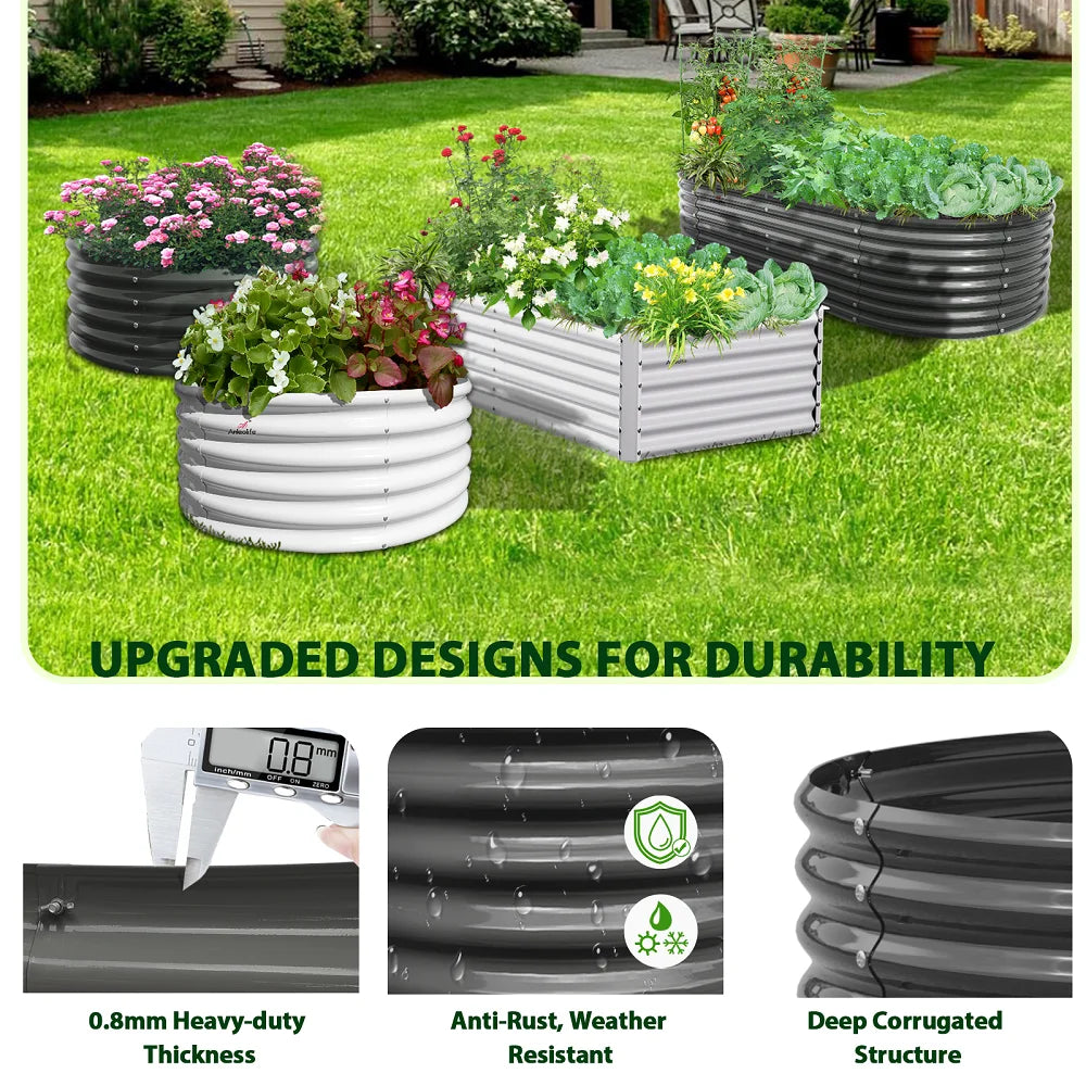 Tramull Galvanized Raised Garden Bed Planter for Vegetables and Flowers
