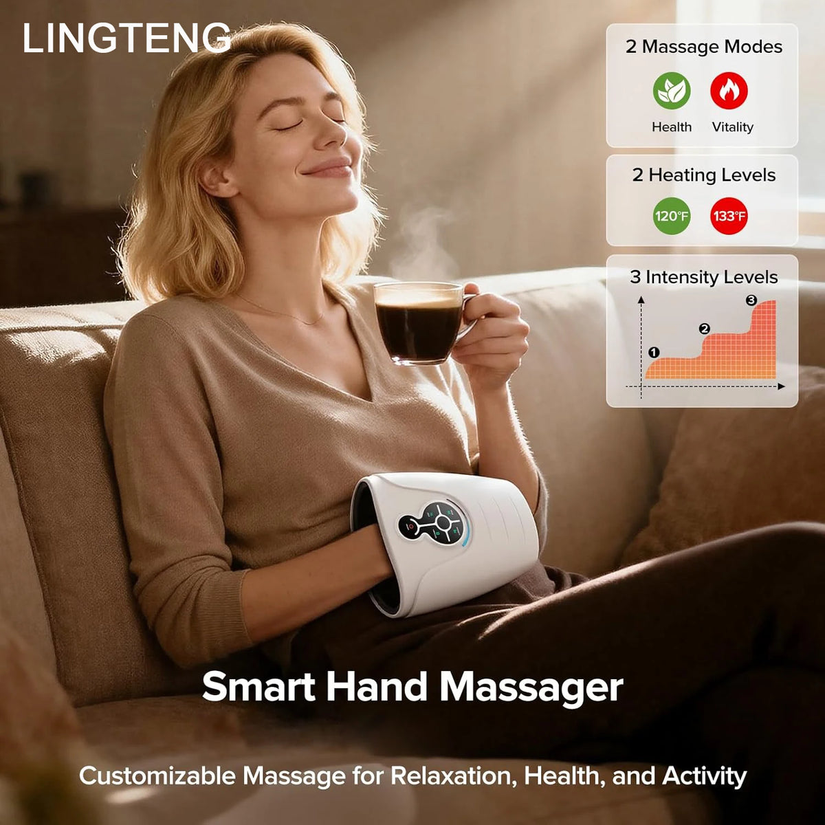 LINGTENG Cordless Heated Hand Massager For Comfortable Relaxation