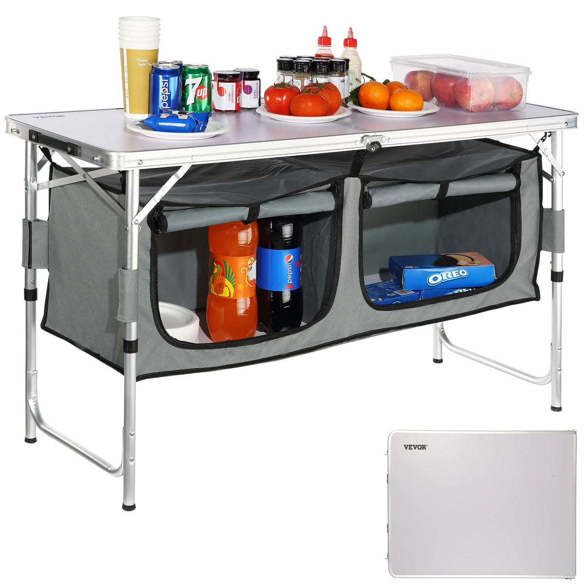 Vevor Mdf Folding Camping Kitchen Table For Outdoor Picnic Grill